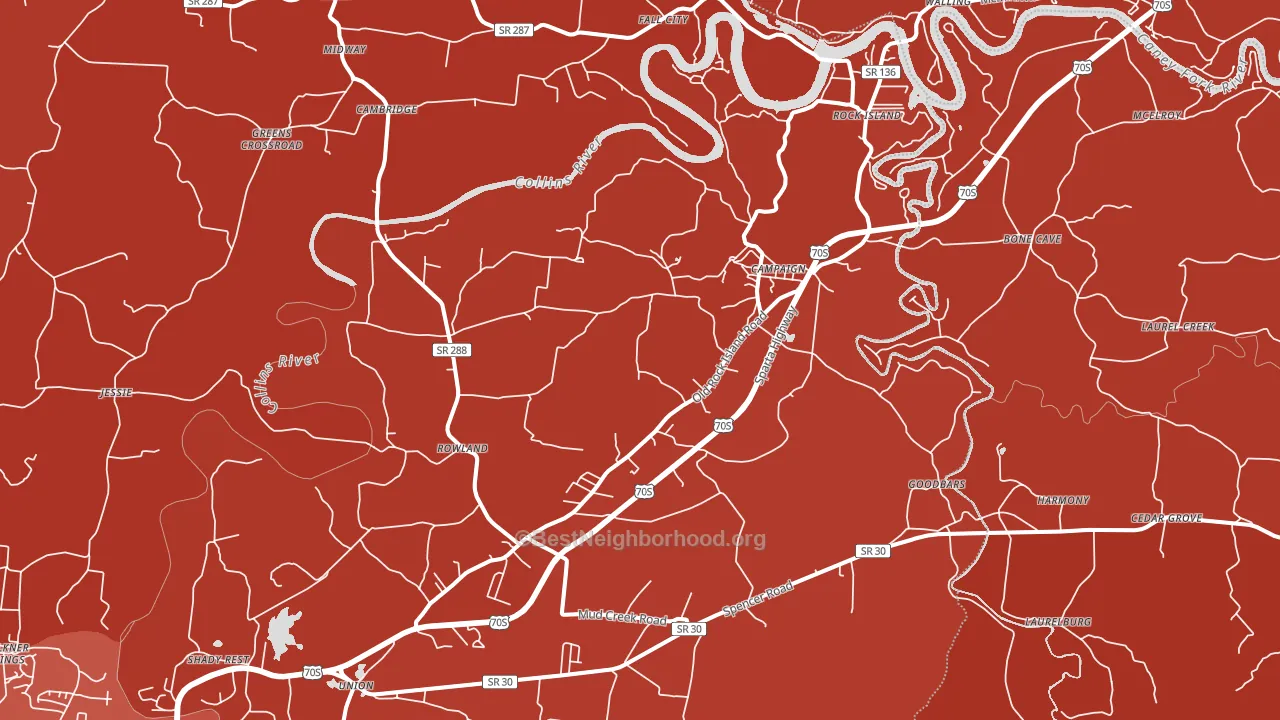 Rock Island, TN block-group political-lean map