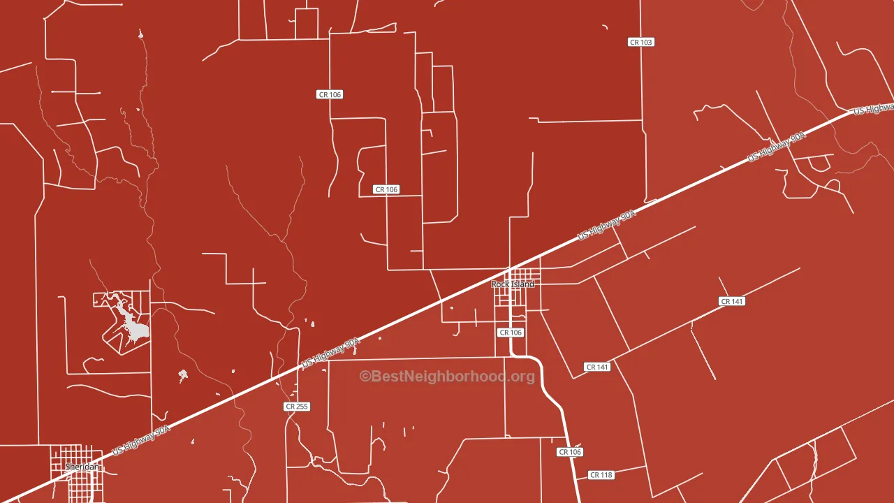 Rock Island, TX block-group political-lean map