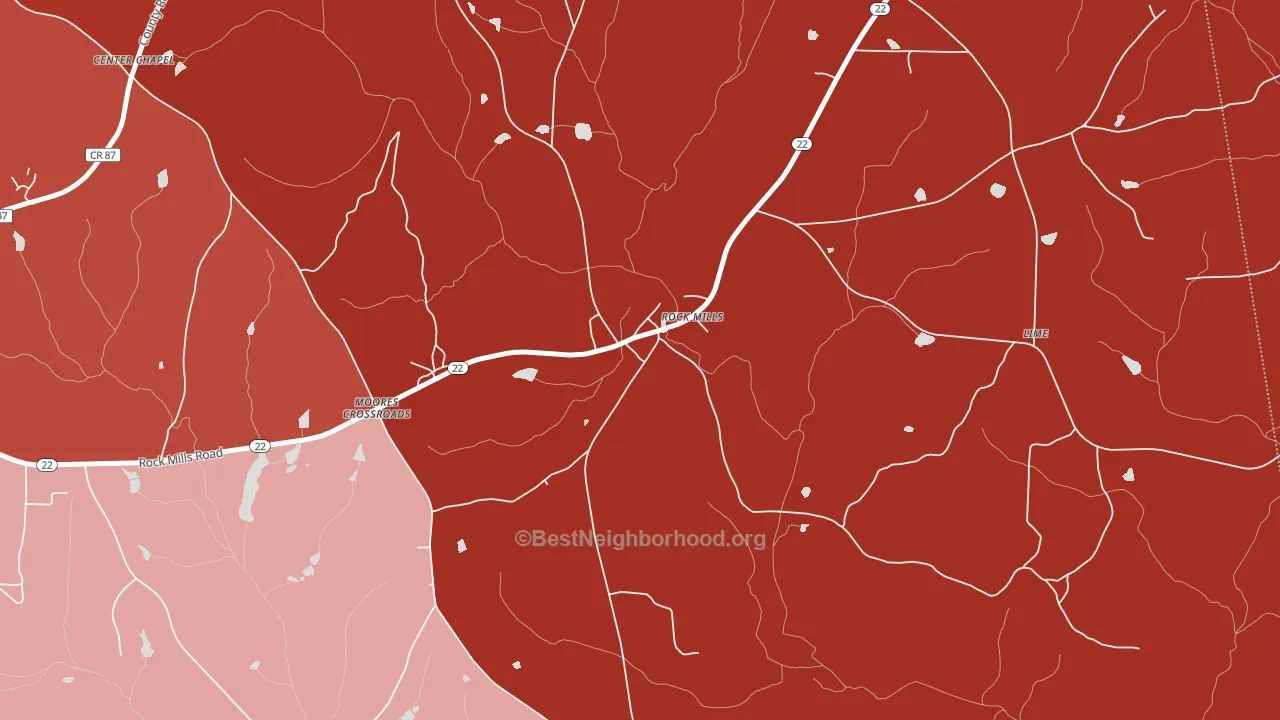 Rock Mills, AL block-group political-lean map