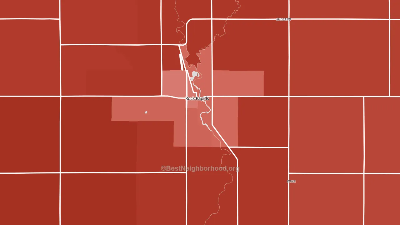Rock Rapids, IA block-group political-lean map