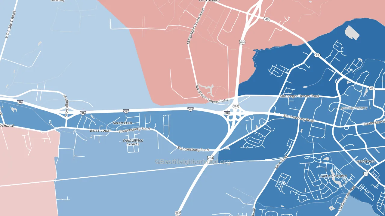 Rock Spring, NC block-group political-lean map