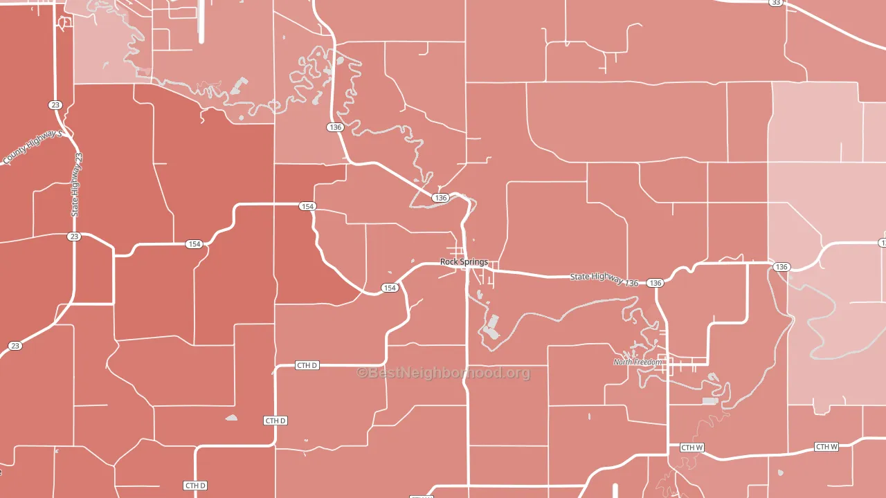 Rock Springs, WI block-group political-lean map