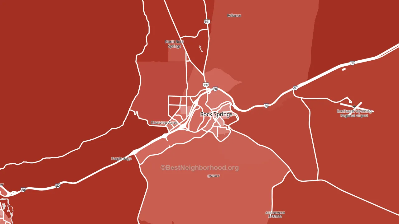 Rock Springs, WY block-group political-lean map