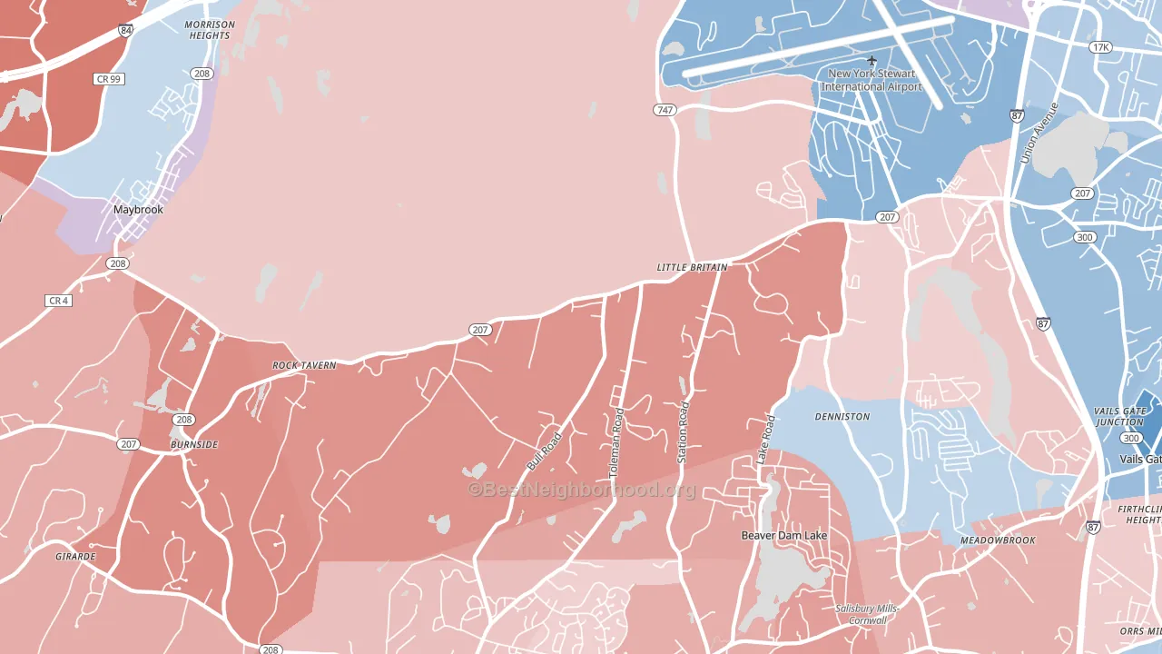 Rock Tavern, NY block-group political-lean map