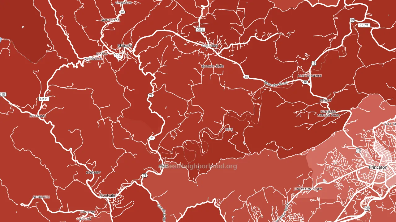 Rock, WV block-group political-lean map