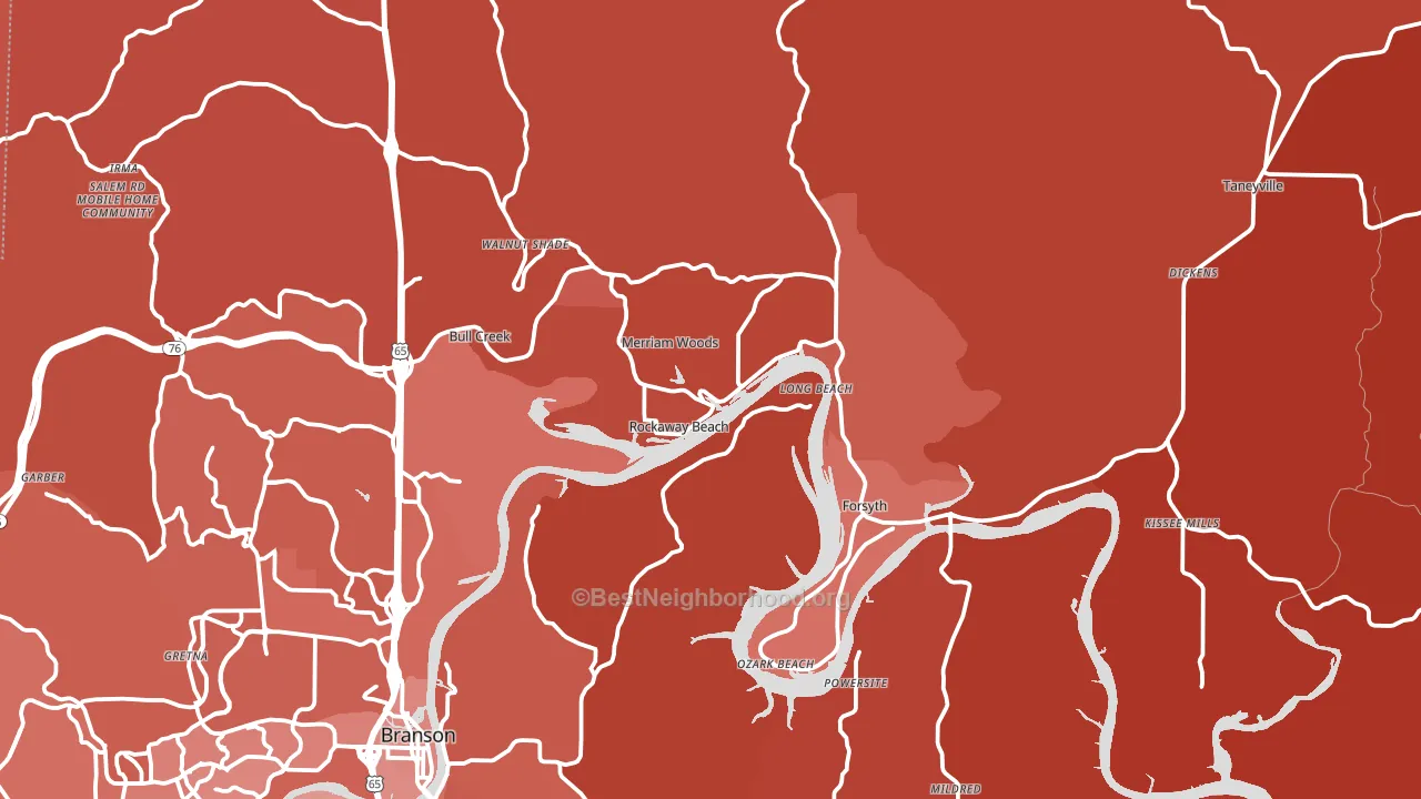 Rockaway Beach, MO block-group political-lean map