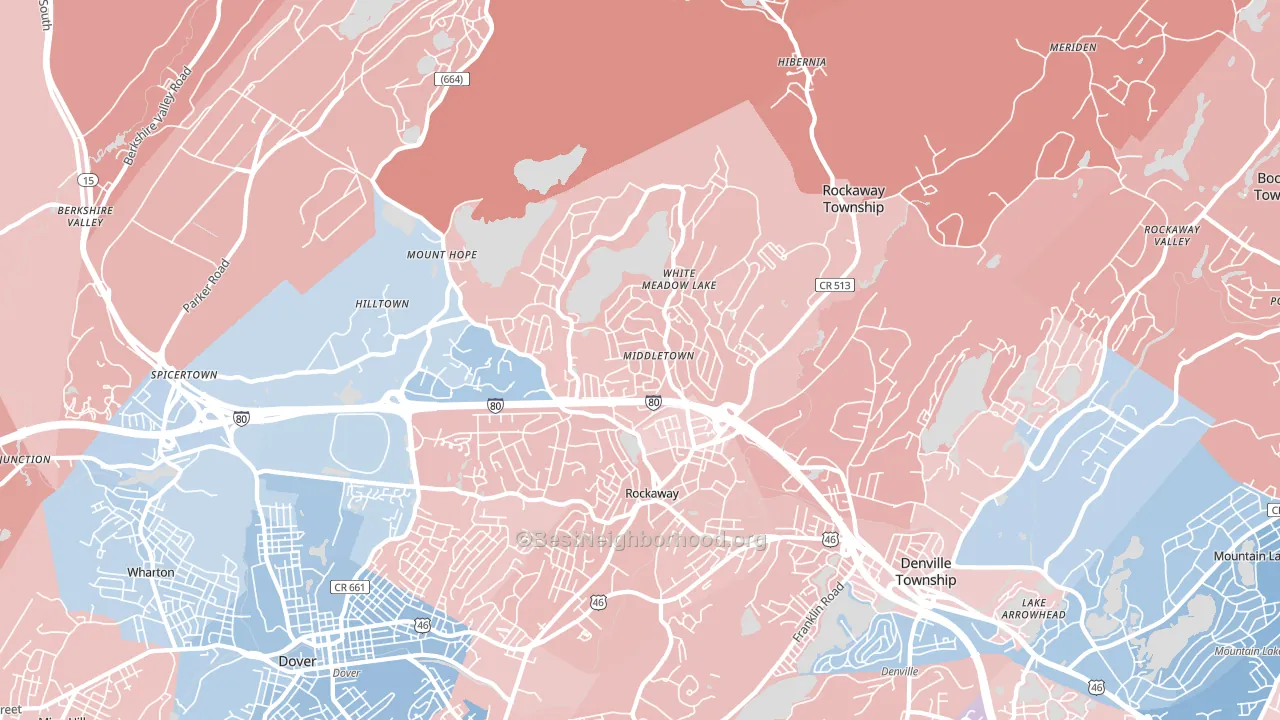 Rockaway, NJ block-group political-lean map