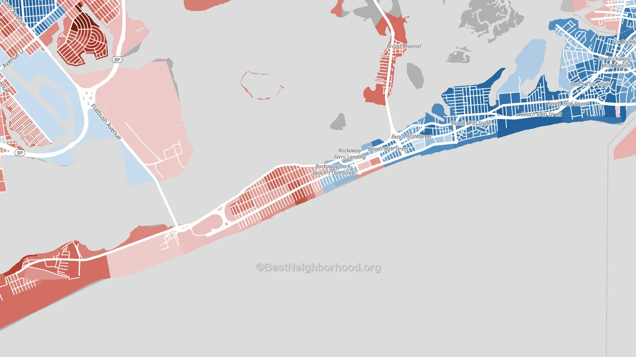 Rockaway Park, Queens, NY block-group political-lean map