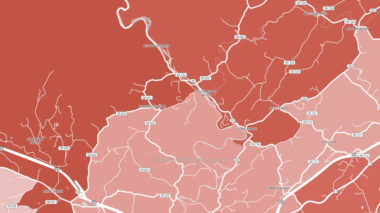Rockbridge Baths, VA block-group political-lean map