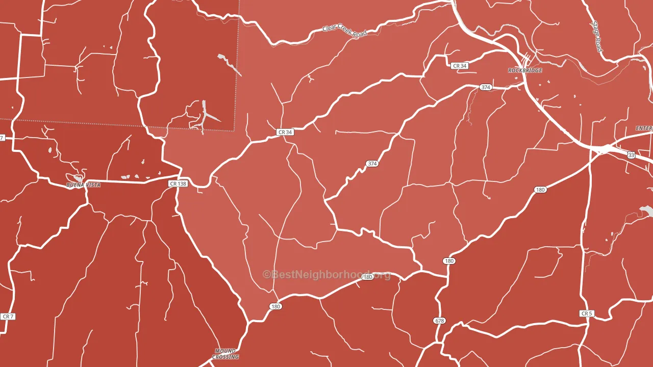 Rockbridge, OH block-group political-lean map
