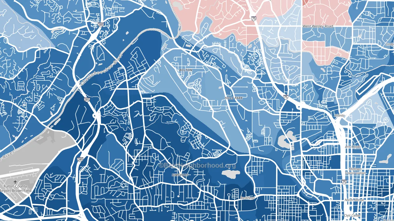 Rockdale, Atlanta, GA block-group political-lean map