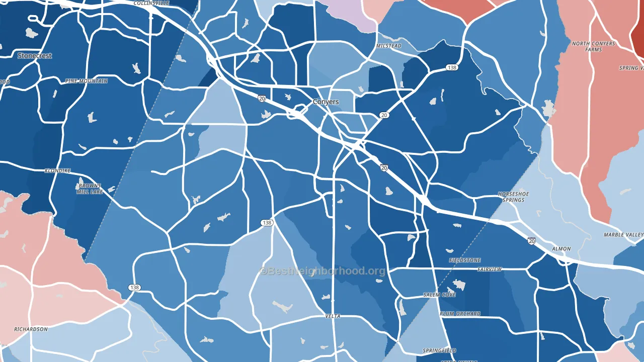 Rockdale County, GA block-group political-lean map