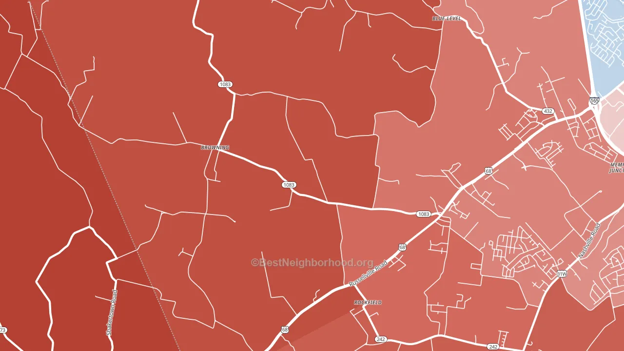 Rockfield, KY block-group political-lean map