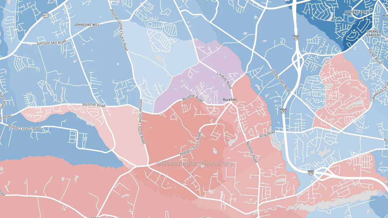 Rockfish, Raeford, NC block-group political-lean map