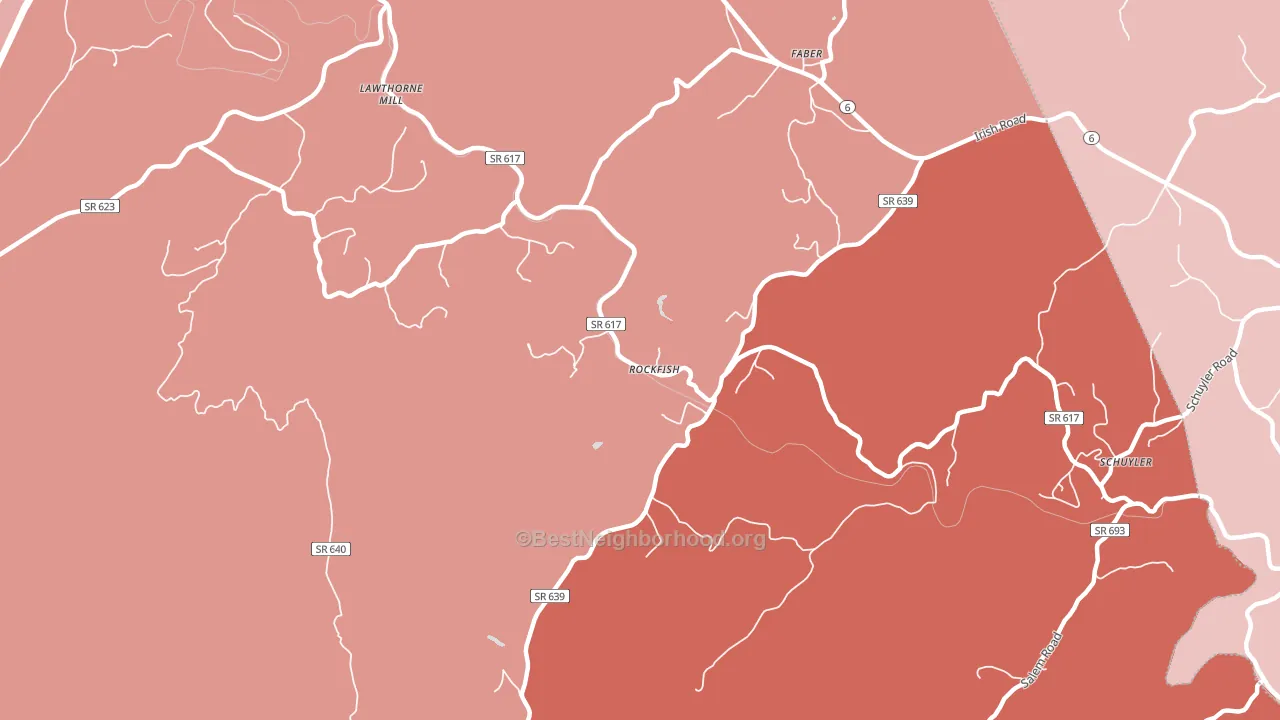 Rockfish, VA block-group political-lean map
