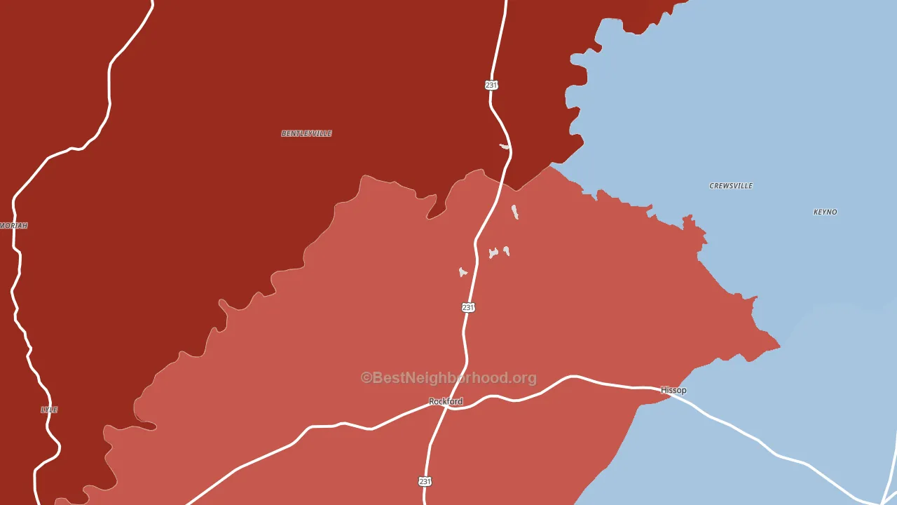 Rockford, AL block-group political-lean map