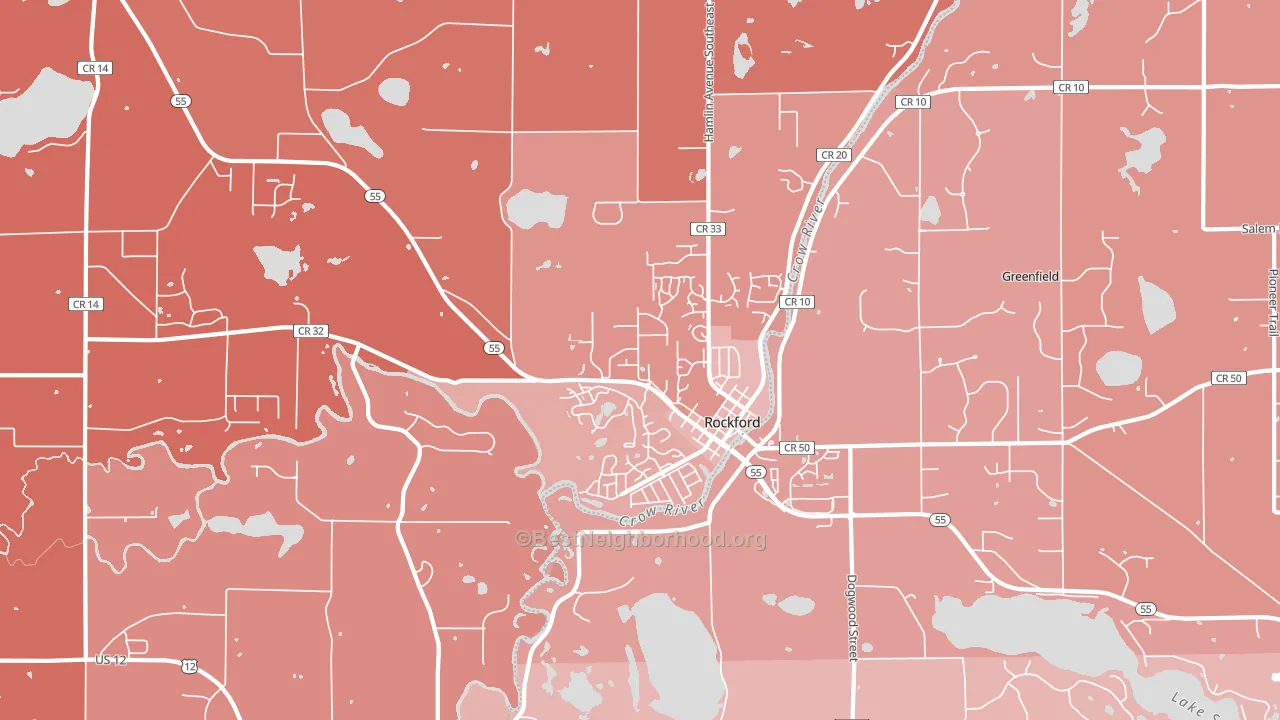 Rockford, MN block-group political-lean map