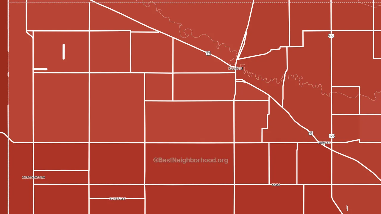 Rockford, OH block-group political-lean map