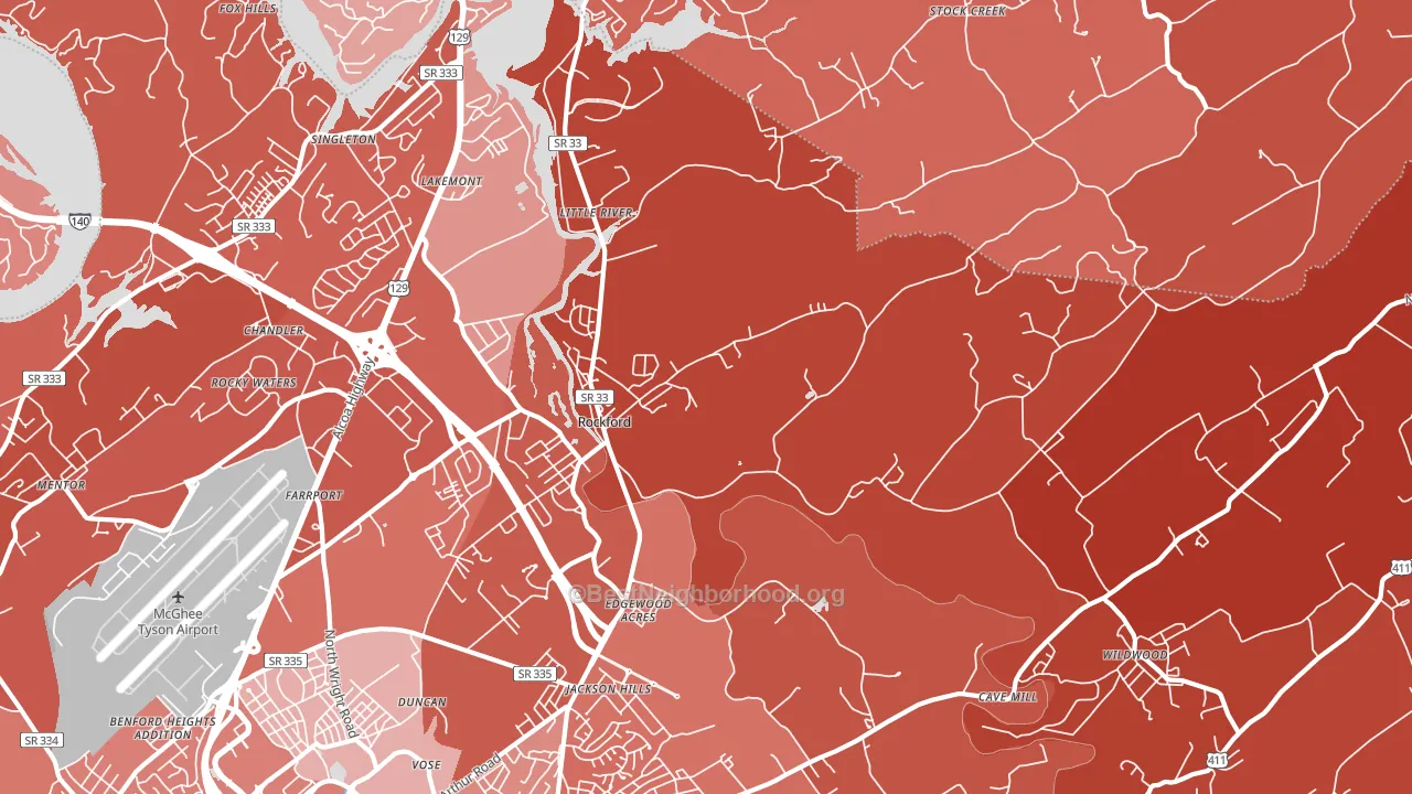 Rockford, TN block-group political-lean map