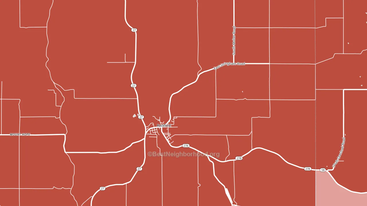 Rockford, WA block-group political-lean map
