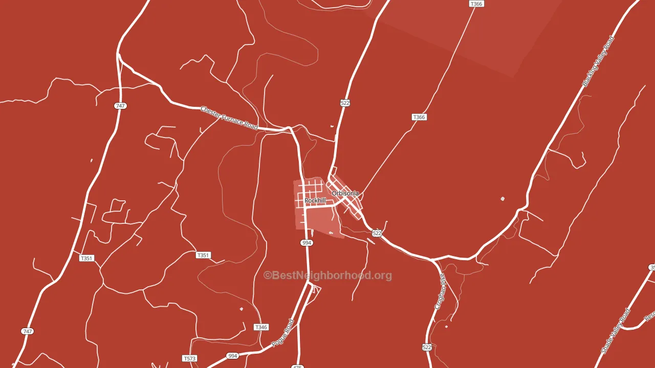 Rockhill Furnace, PA block-group political-lean map