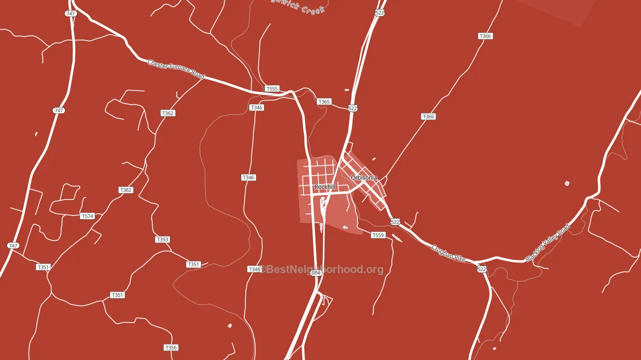 Rockhill, PA block-group political-lean map
