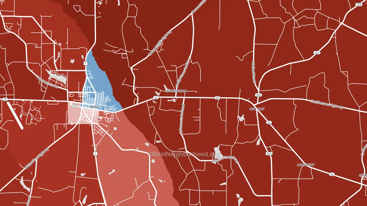 Rockingham, GA block-group political-lean map
