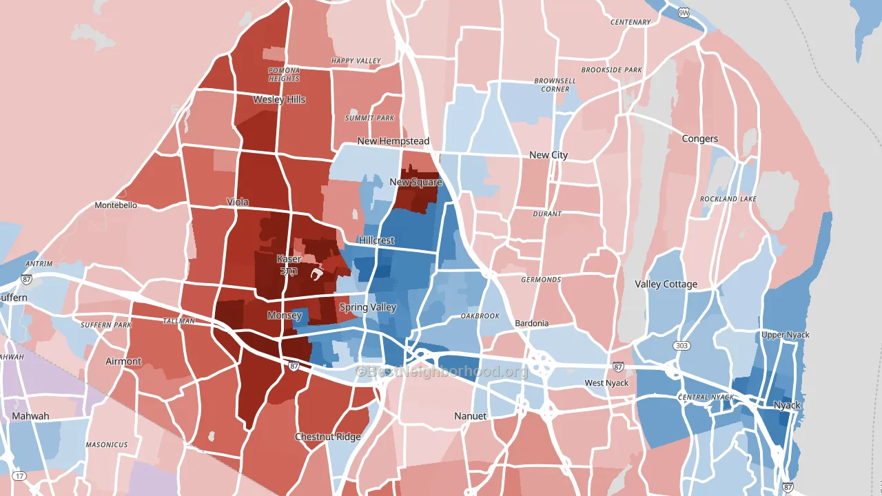 Rockland County, NY block-group political-lean map