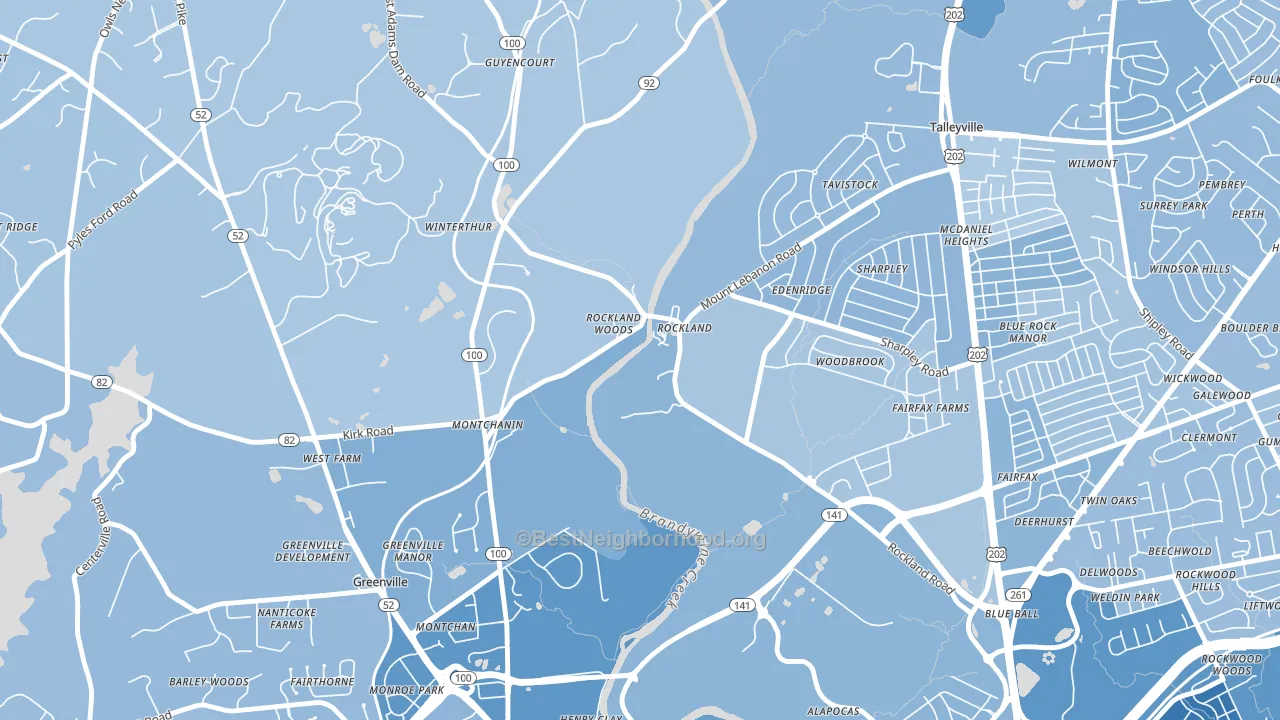 Rockland, DE block-group political-lean map