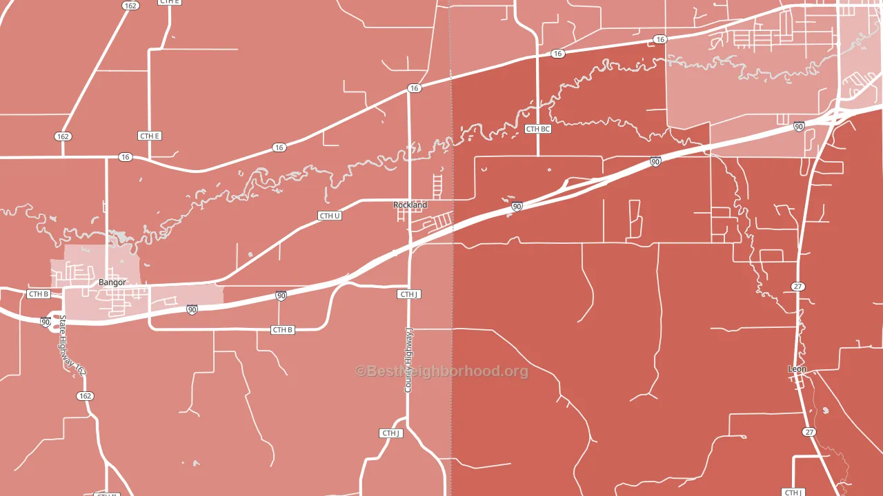 Rockland, WI block-group political-lean map