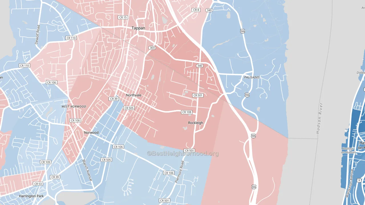 Rockleigh, NJ block-group political-lean map