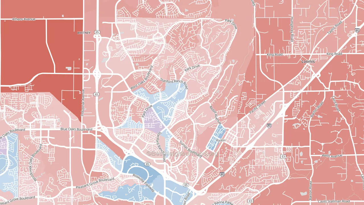 Rocklin, CA block-group political-lean map