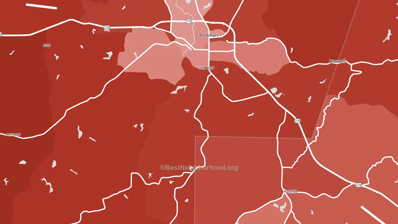 Rockmart, GA block-group political-lean map