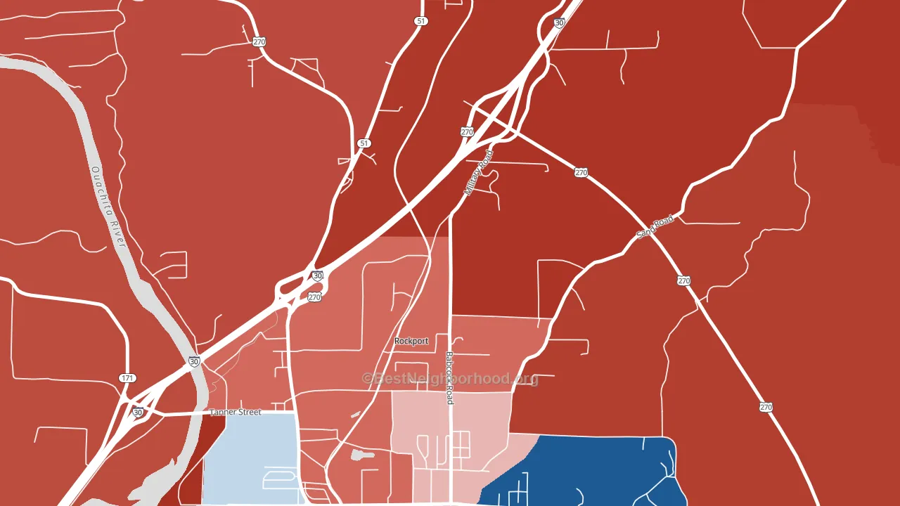Rockport, AR block-group political-lean map