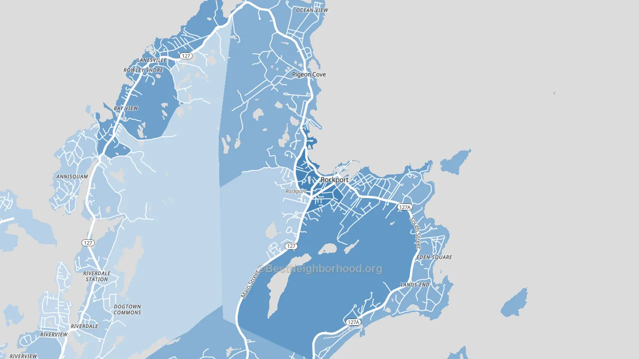Rockport, MA block-group political-lean map