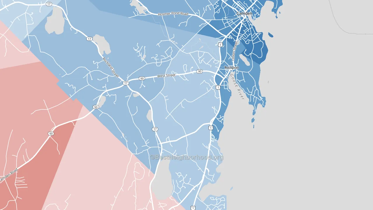 Rockport, ME block-group political-lean map