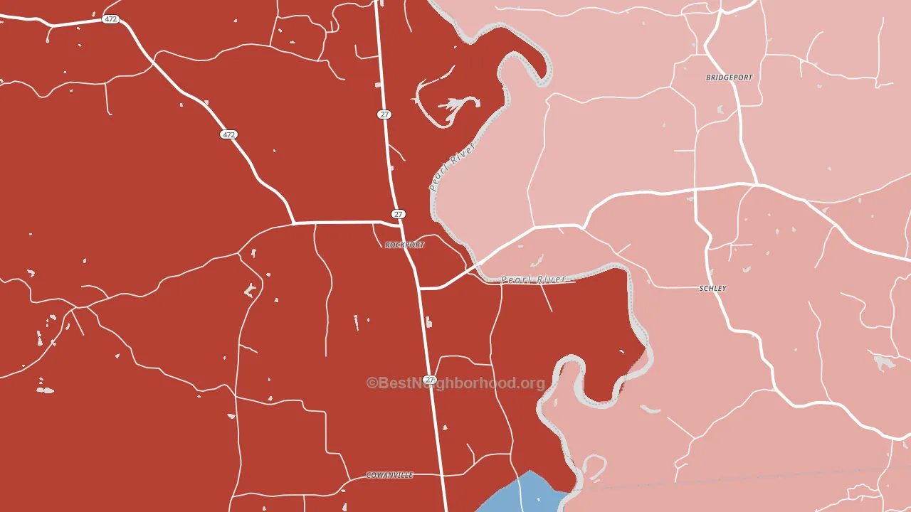 Rockport, MS block-group political-lean map