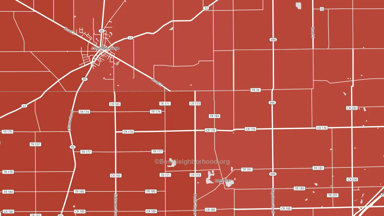Rockport, OH block-group political-lean map