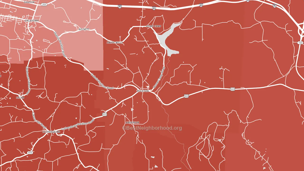 Rockton, PA block-group political-lean map