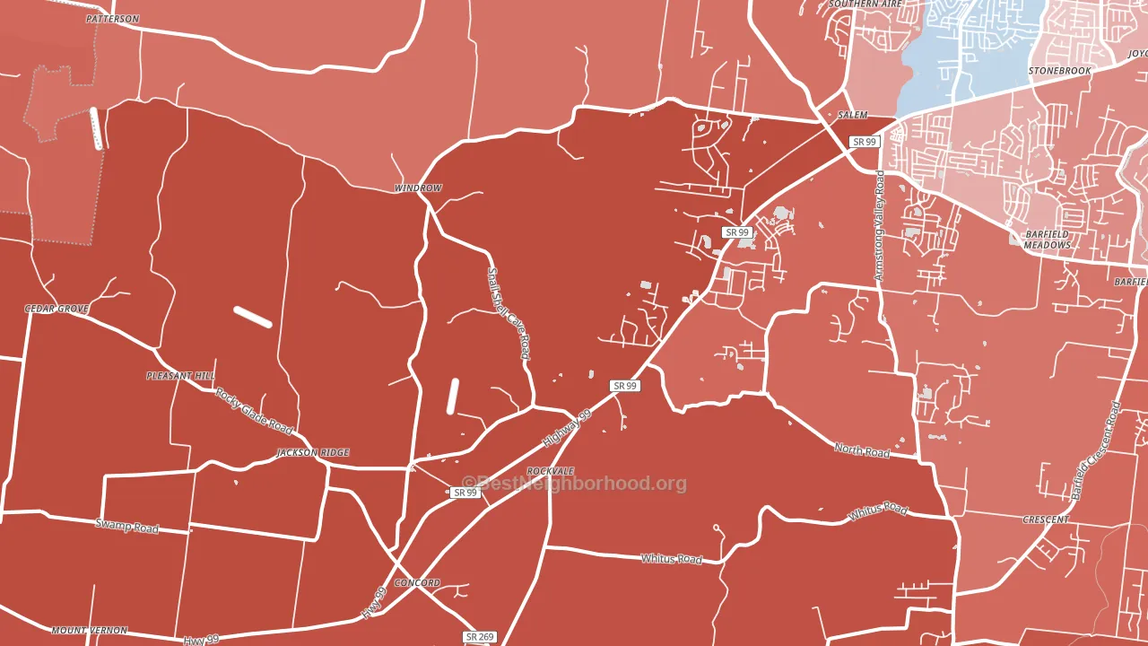 Rockvale, TN block-group political-lean map