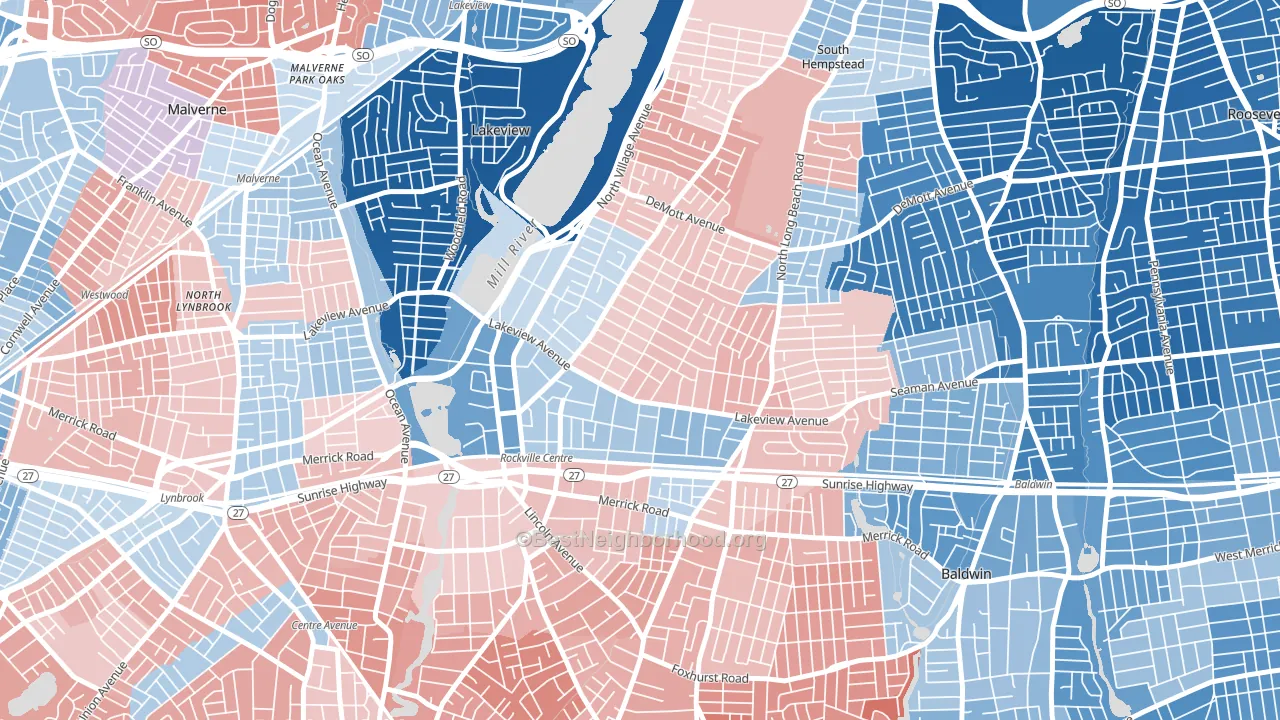 Rockville Centre, NY block-group political-lean map