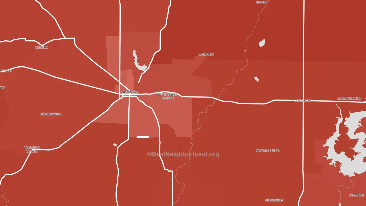 Rockville, IN block-group political-lean map