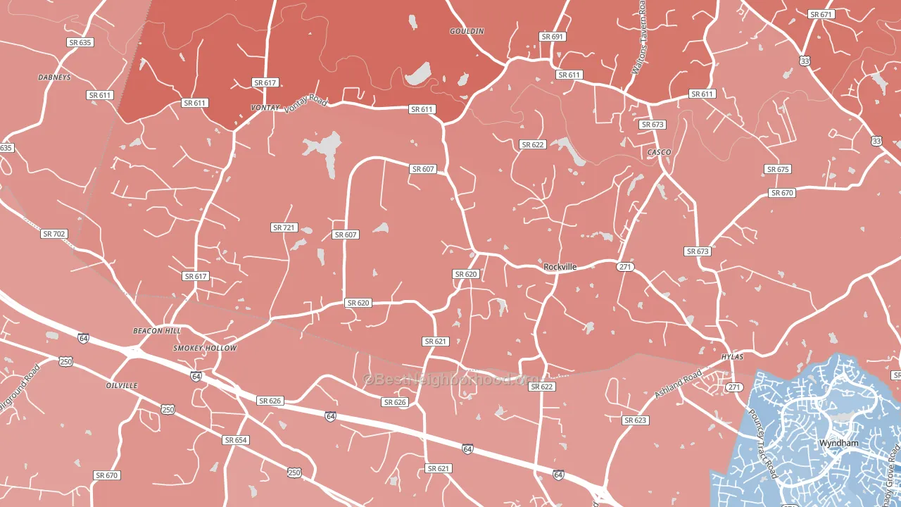 Rockville, VA block-group political-lean map