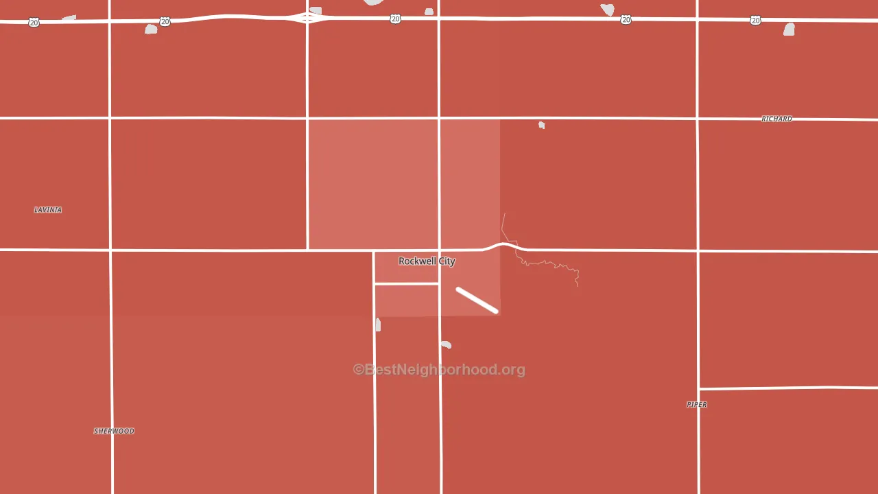 Rockwell City, IA block-group political-lean map