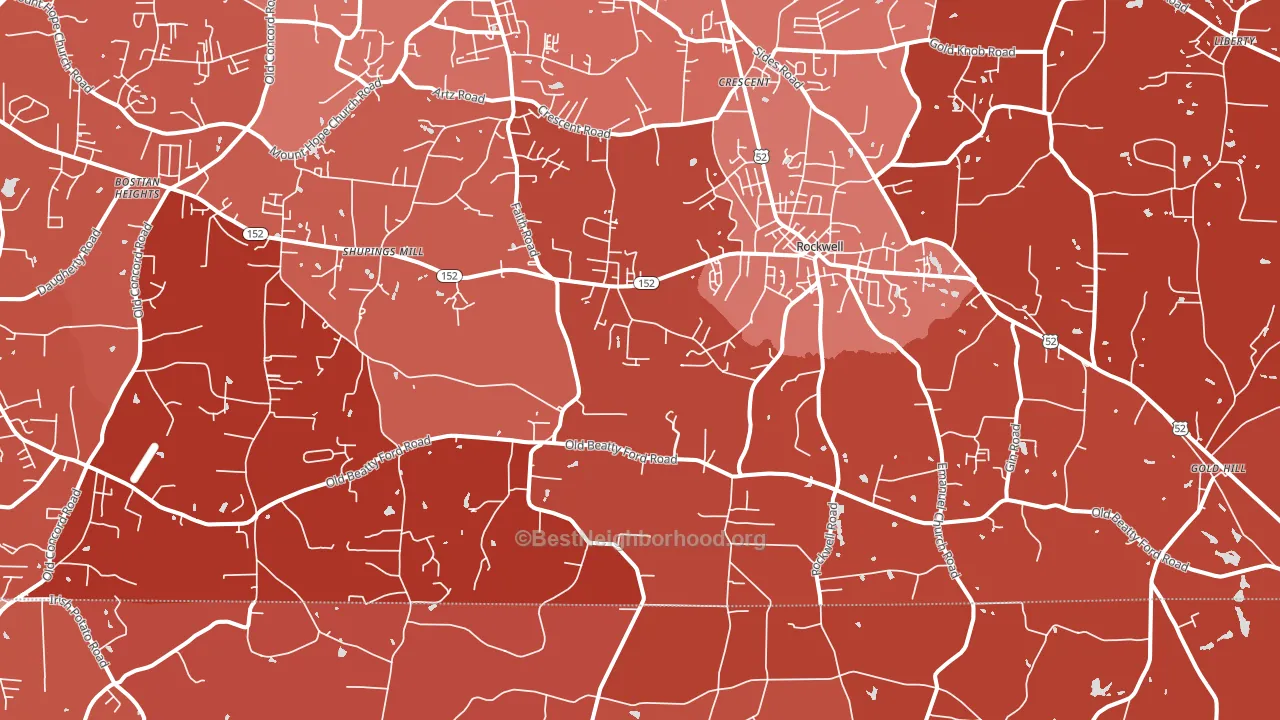 Rockwell, NC block-group political-lean map
