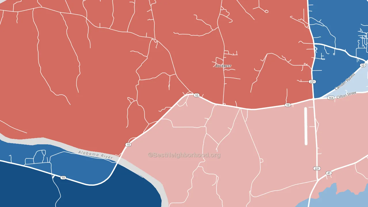 Rockwest, AL block-group political-lean map