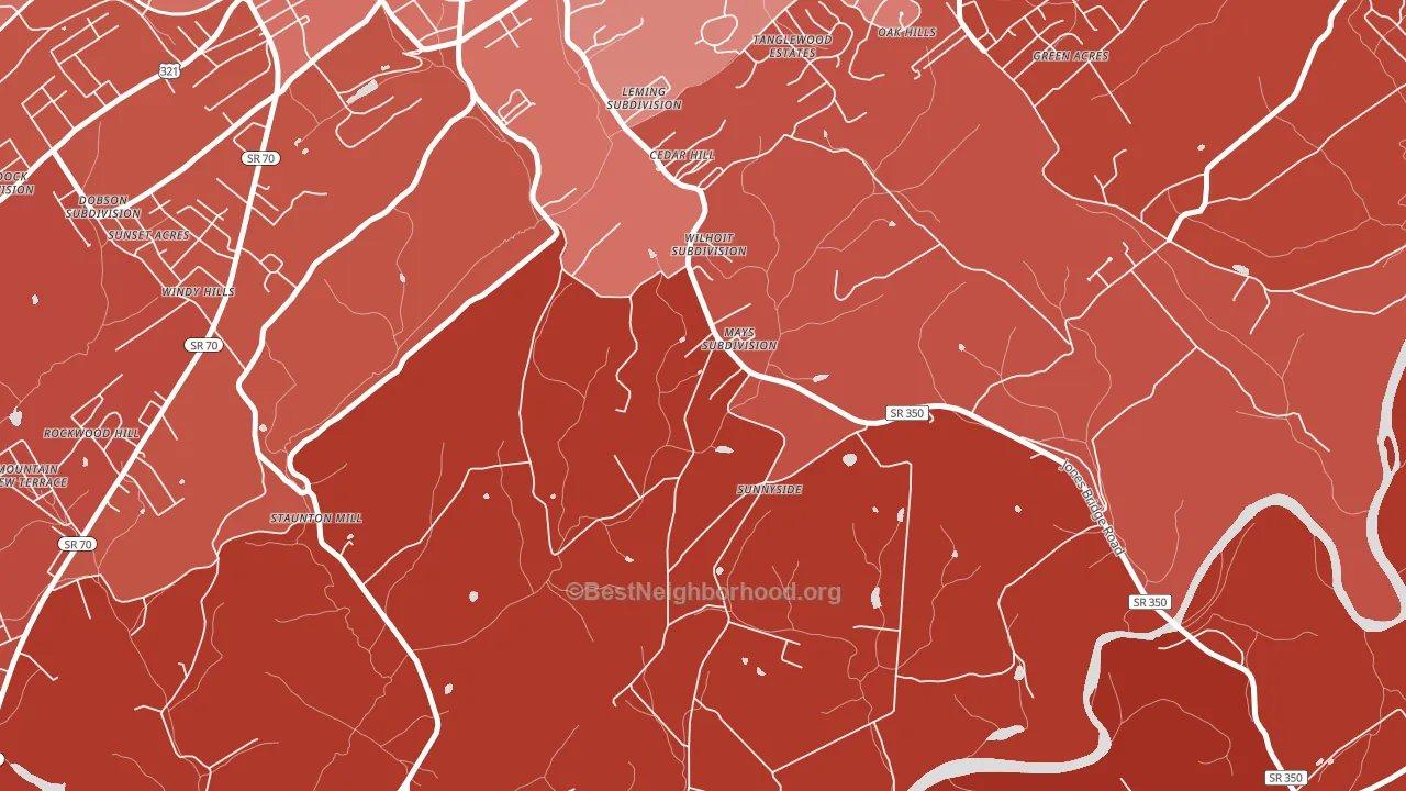 Rockwood Hill, TN block-group political-lean map