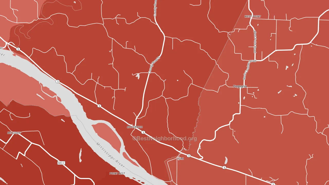 Rockwood, IL block-group political-lean map