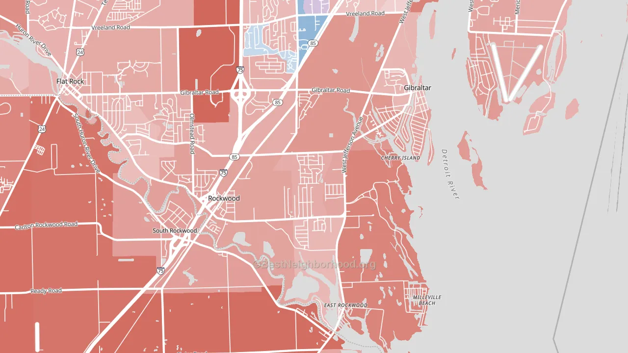 Rockwood, MI block-group political-lean map