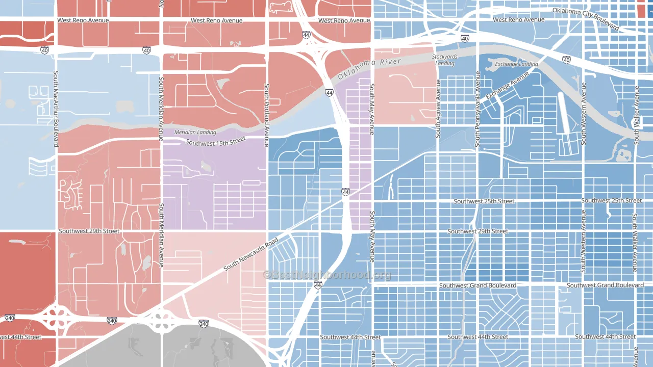 Rockwood, Oklahoma City, OK block-group political-lean map